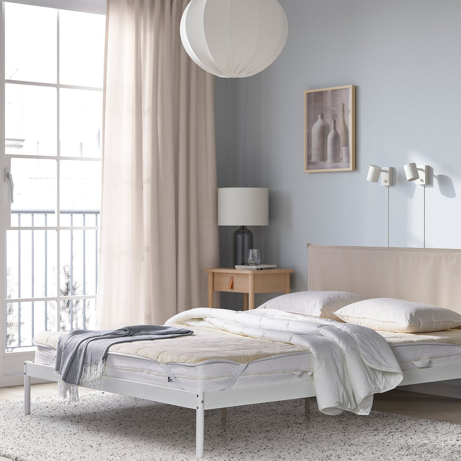 KEJSAROLVON mattress protector, beige/blue, 180x200 cm