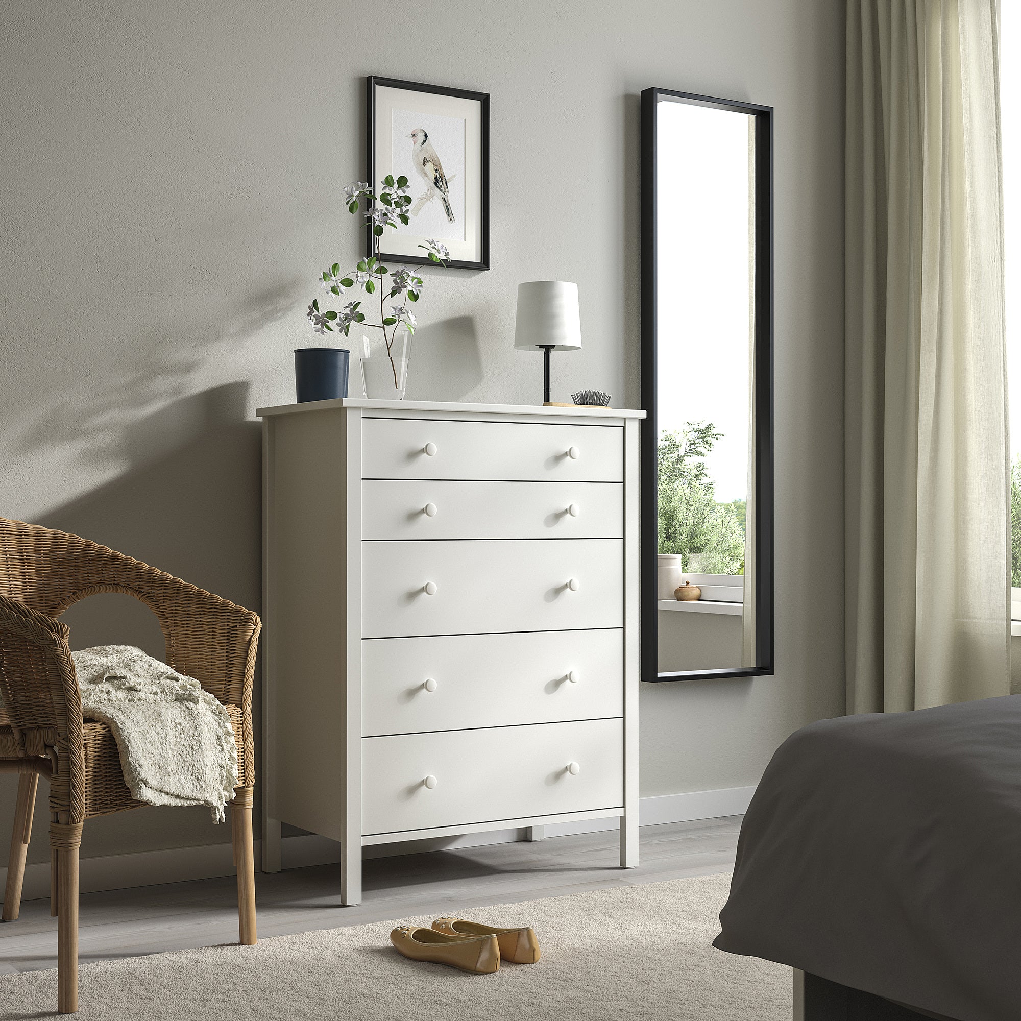 KILBERGET chest of 5 drawers, white, 76x102 cm