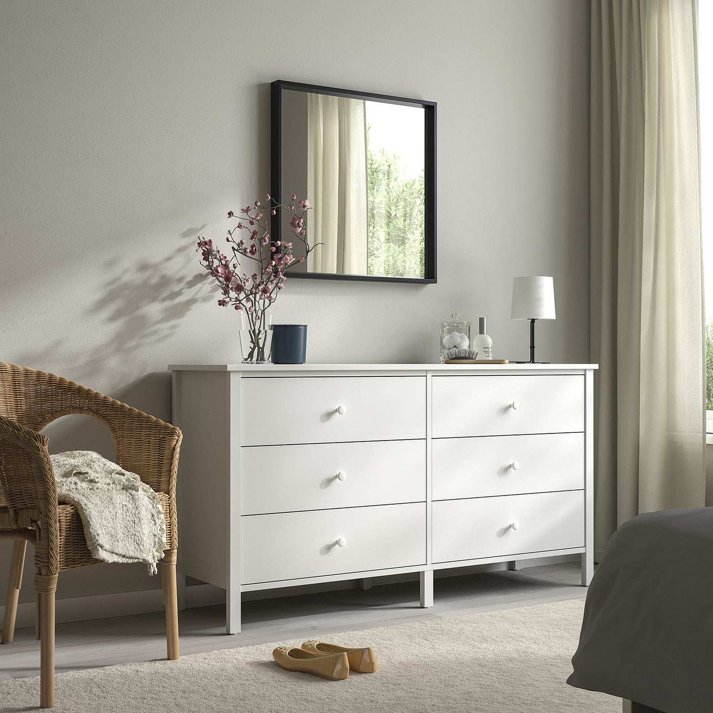 KILBERGET chest of 6 drawers, white, 144x78 cm