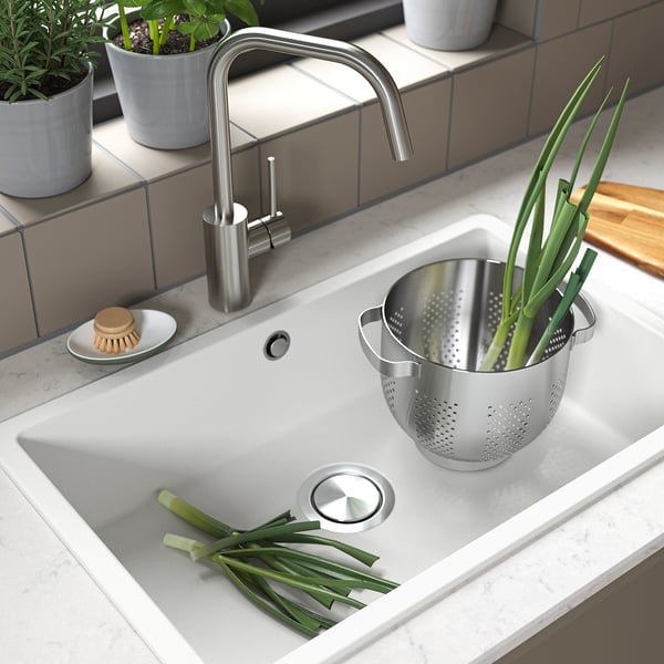 KILSVIKEN inset sink, 1 bowl, white quartz composite, 72x46 cm