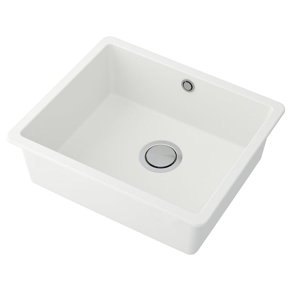KILSVIKEN inset sink, 1 bowl, white/quartz composite, 56x46 cm