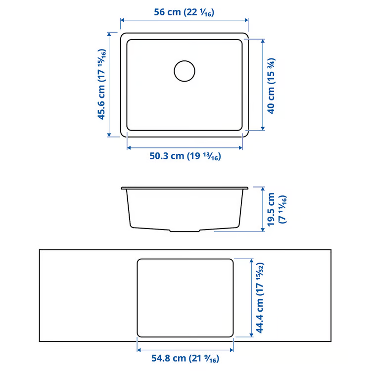KILSVIKEN Built-in sink, 1 bowl, grey-beige quartz composite material, 56x46 cm