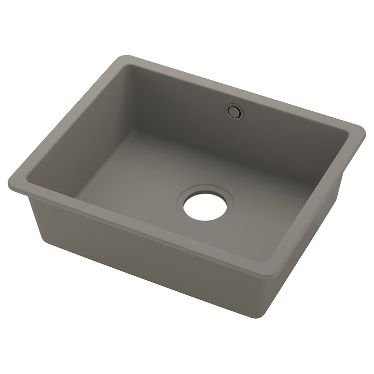 KILSVIKEN Built-in sink, 1 bowl, grey-beige quartz composite material, 56x46 cm