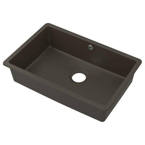 KILSVIKEN - Built-in sink, 1 bowl, dark brown quartz composite material, 72x46 cm