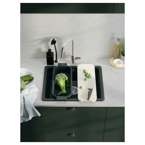 KILSVIKEN inset sink, 1 bowl, black quartz composite, 56x46 cm