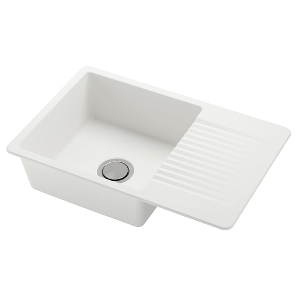 KILSVIKEN - KILSVIKEN Inset sink, 1 bowl with drainboard, white quartz composite, 72x46 cm