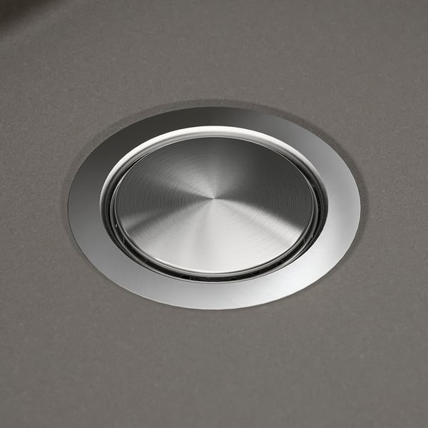 KILSVIKEN inset sink, 1 bowl with drainboard, grey-beige quartz composite, 72x46 cm