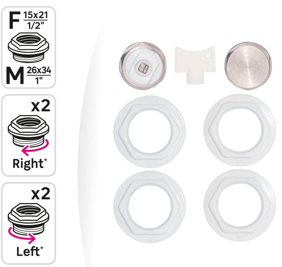 Bricocenter 1/2" ACCESSORY KIT FOR RADIATORS WHITE COLOR