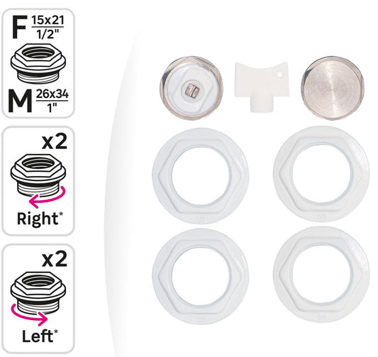 1/2" ACCESSORY KIT FOR RADIATORS WHITE COLOR