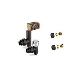 KIT VALVE AND LOCKSHIELD FOR RADIATOR BLACK