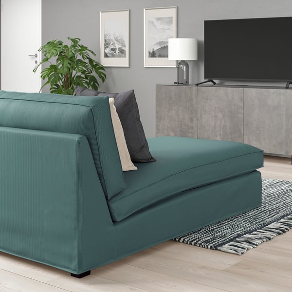 KIVIK chaise longue, Kelinge grey-turquoise, 90x83x163 cm