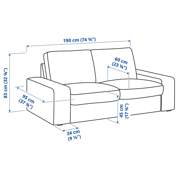 KIVIK 2-seat sofa, Gunnared blue, 190x83x95 cm