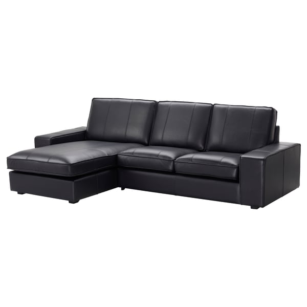 KIVIK 3-seat sofa, with chaise longue/Grann/Bomstad black, 280x83x163 cm
