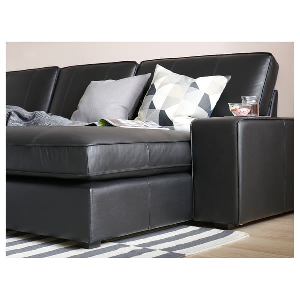 KIVIK 3-seat sofa, with chaise longue/Grann/Bomstad black, 280x83x163 cm