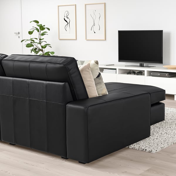 KIVIK 3-seat sofa, with chaise longue/Grann/Bomstad black, 280x83x163 cm