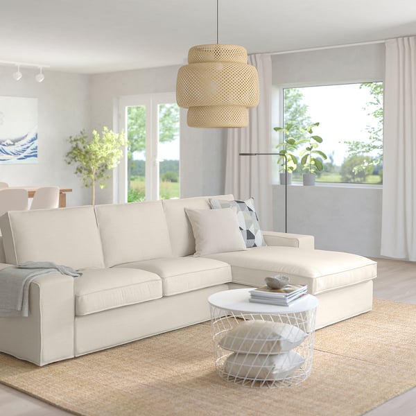 KIVIK 3-seat sofa with chaise longue, Gunnared beige, 280x83x163 cm