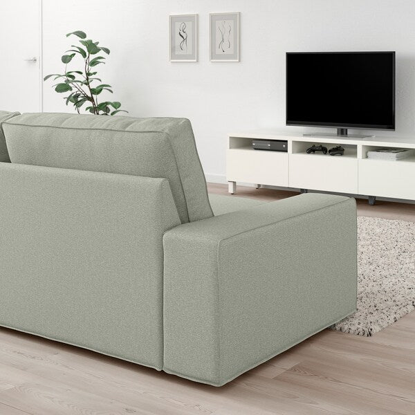 KIVIK - 3-seater sofa with chaise-longue, Gunnared light green ,