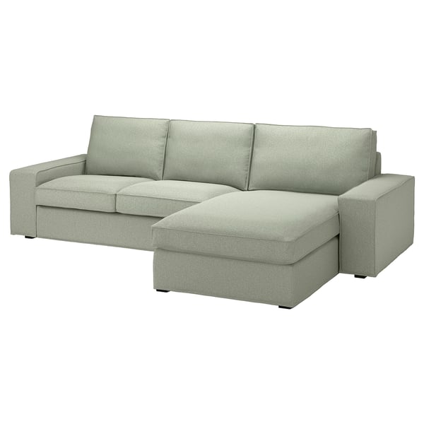 KIVIK 3-seat sofa with chaise longue, Gunnared light green, 280x83x163 cm