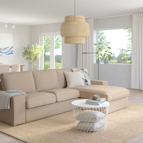 KIVIK 3-seat sofa with chaise longue, Tallmyra beige, 280x83x163 cm