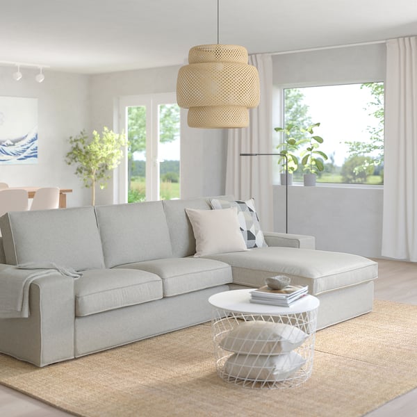 KIVIK 3-seat sofa with chaise longue, Tallmyra white/black, 280x83x163 cm