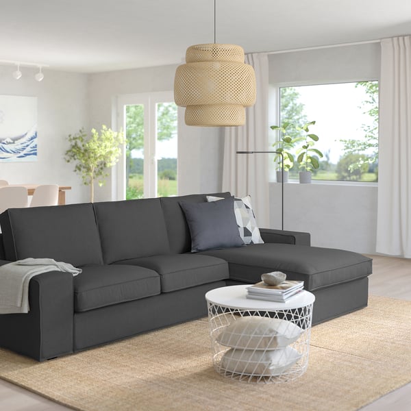 KIVIK 3-seat sofa with chaise longue, Tallmyra medium grey, 280x83x163 cm