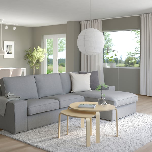 KIVIK 3-seat sofa with chaise longue, Tibbleby beige/grey, 280x83x163 cm