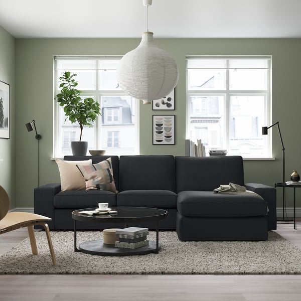 KIVIK 3-seat sofa with chaise longue, Tresund anthracite, 280x83x163 cm