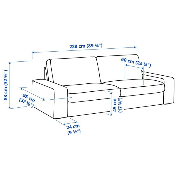 KIVIK 3-seat sofa, Tibbleby beige/grey, 228x83x95 cm