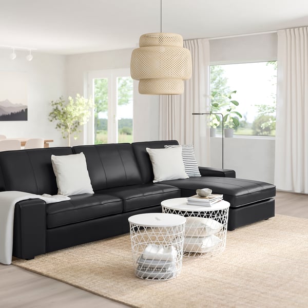 KIVIK 4-seat sofa, with chaise longue/Grann/Bomstad black, 318x83x163 cm