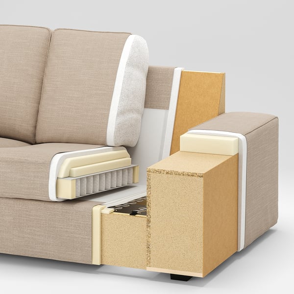 KIVIK 4-seat sofa, with chaise longue/Grann/Bomstad black, 318x83x163 cm