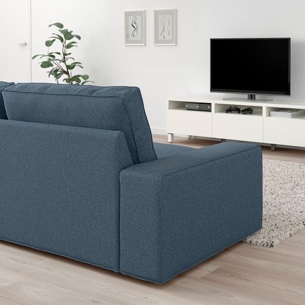 KIVIK 4-seat sofa with chaise longue, Gunnared blue, 318x83x163 cm