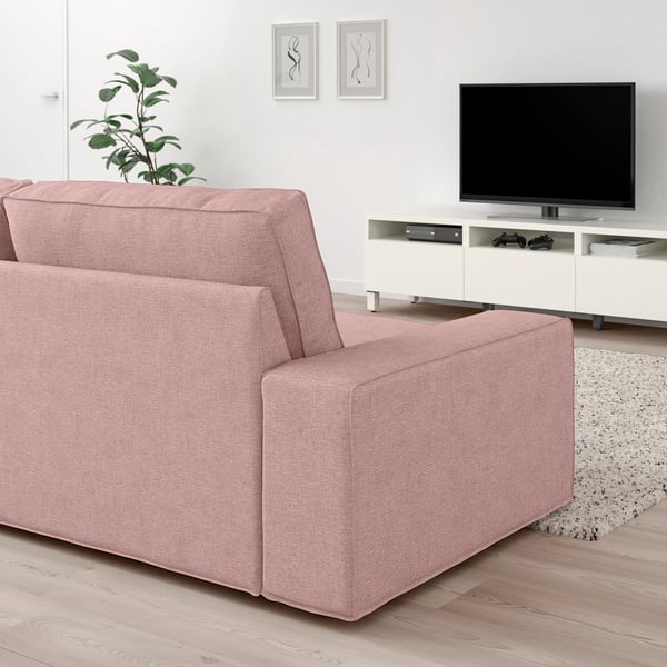 KIVIK 4-seat sofa with chaise longue, Gunnared light brown-pink, 318x83x163 cm