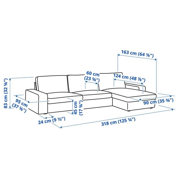 Ikea KIVIK - 4-seater sofa with chaise-longue, Tallmyra beige ,