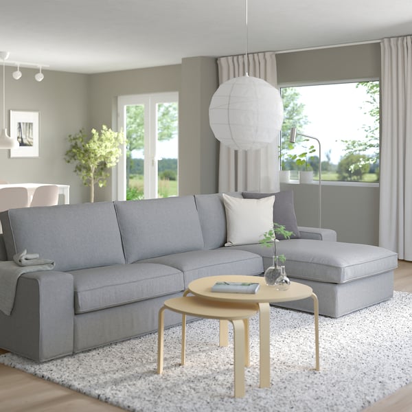 KIVIK 4-seat sofa with chaise longue, Tibbleby beige/grey, 318x83x163 cm