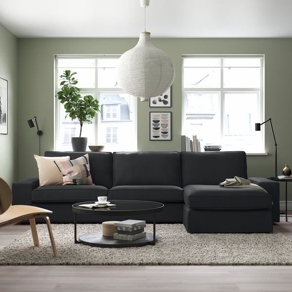 KIVIK 4-seat sofa with chaise longue, Tresund anthracite, 318x83x163 cm