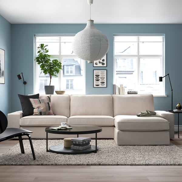 KIVIK - 4-seater sofa with chaise-longue, Tresund light beige
