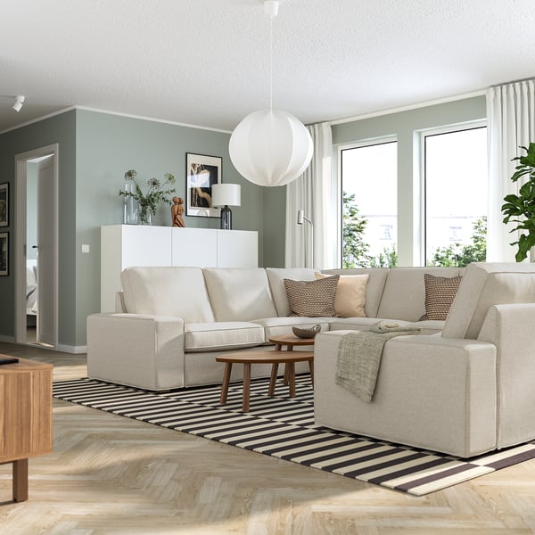 KIVIK u-shaped sofa, 6 seat, Gunnared beige, 328x83x257 cm