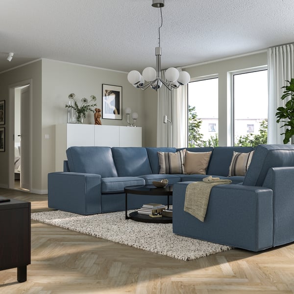 KIVIK u-shaped sofa, 6 seat, Gunnared blue, 328x83x257 cm