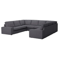 KIVIK u-shaped sofa, 6 seat, Gunnared medium grey, 328x83x257 cm