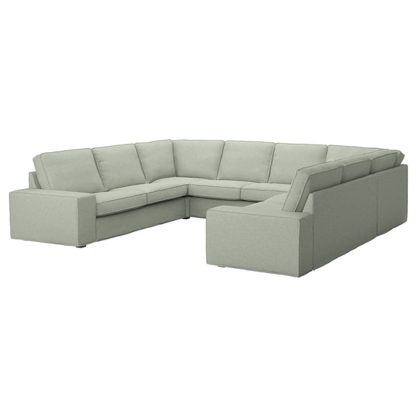 KIVIK u-shaped sofa, 6 seat, Gunnared light green, 328x83x257 cm
