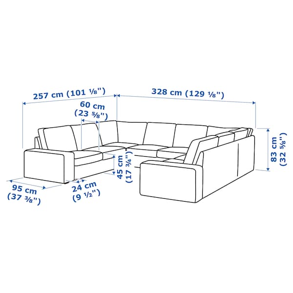 KIVIK U-shaped sofa with 6 seats, Kelinge gray-turquoise ,