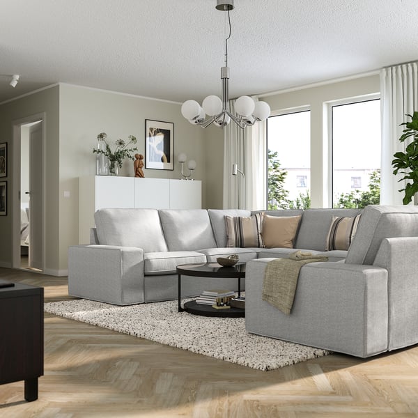 KIVIK - 6-seater U-shaped sofa, Tallmyra white/black ,