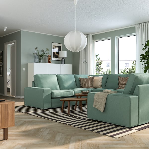 KIVIK u-shaped sofa, 6 seat, Tallmyra light green, 328x83x257 cm