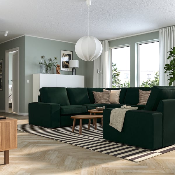 KIVIK u-shaped sofa, 6 seat, Tallmyra dark green, 328x83x257 cm
