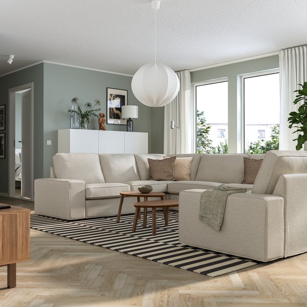 KIVIK u-shaped sofa, 7-seat, Gunnared beige, 328x83x257 cm