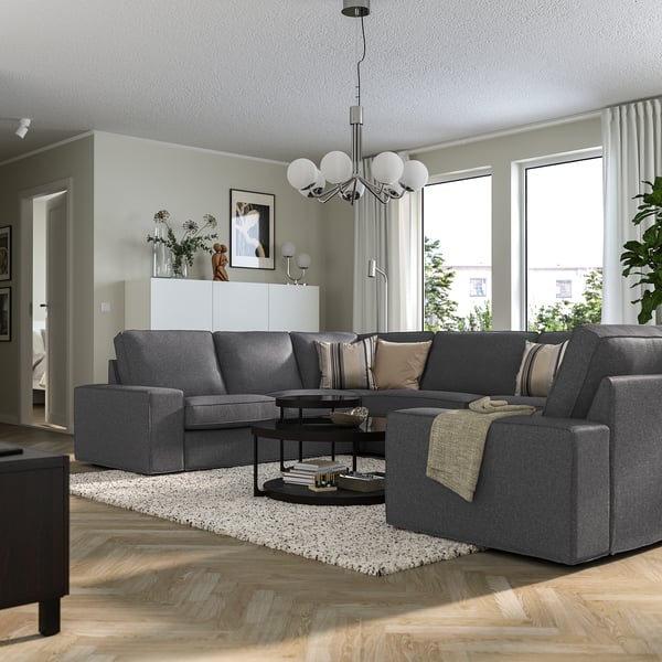 KIVIK u-shaped sofa, 7-seat, Gunnared medium grey, 368x83x257 cm