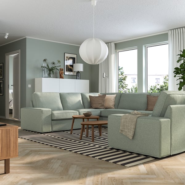 KIVIK - 7-seater U-shaped sofa, Gunnared light green ,