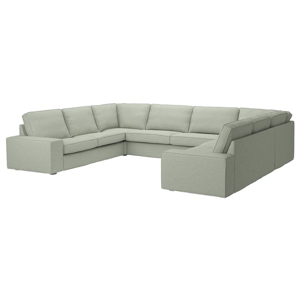 KIVIK u-shaped sofa, 7-seat, Gunnared light green, 368x83x257 cm