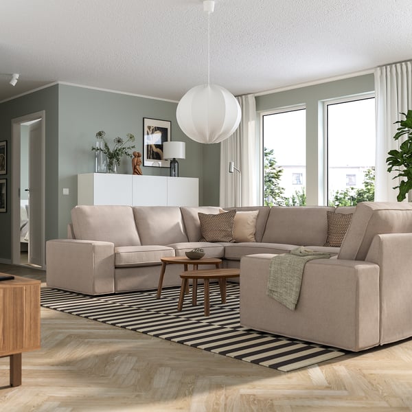 KIVIK - 7-seater U-shaped sofa, Tallmyra beige ,