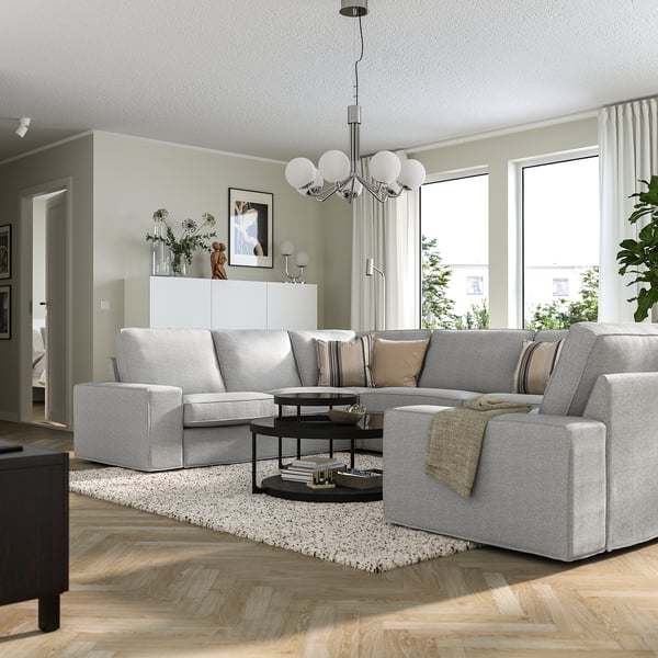 KIVIK u-shaped sofa, 7-seat, Tallmyra white/black, 328x83x257 cm